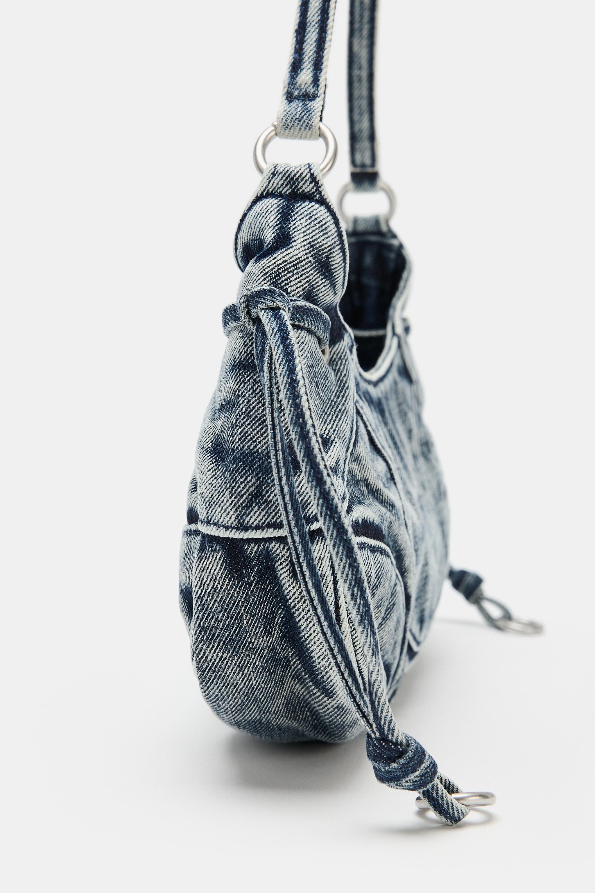 DENIM EFFECT SHOULDER BAG